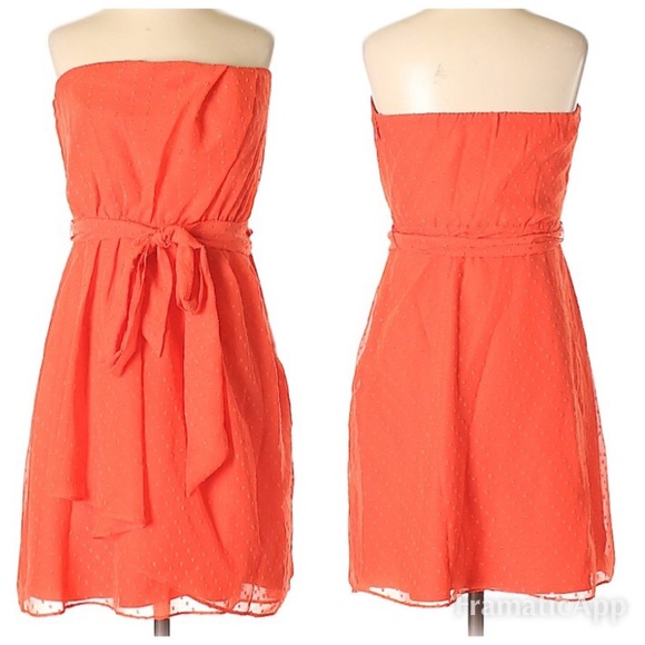 🌈3/$15 Express Orange Cip Dot Chiffon Dress SZ2 - Picture 2 of 6